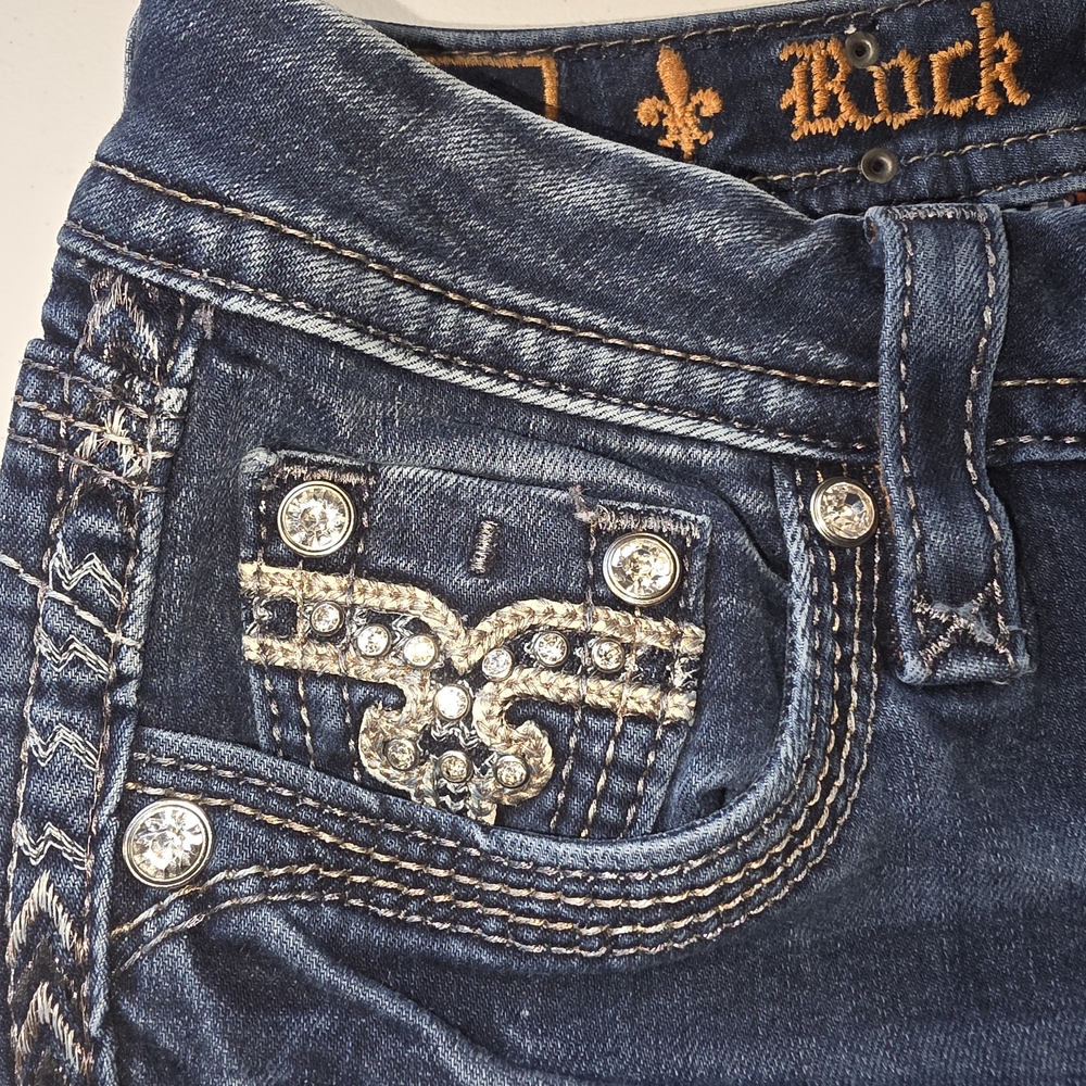 Rock Revival Chereen Easy Bootcut Jeans Embellished Rhinestone Flare Stretch - Picture 5 of 15